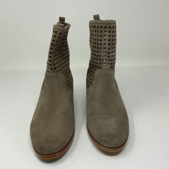 Michael Kors Graham Suede Leather Perforated Cut Out Ankle Boot Dark Cement 5.5 - Picture 3 of 7